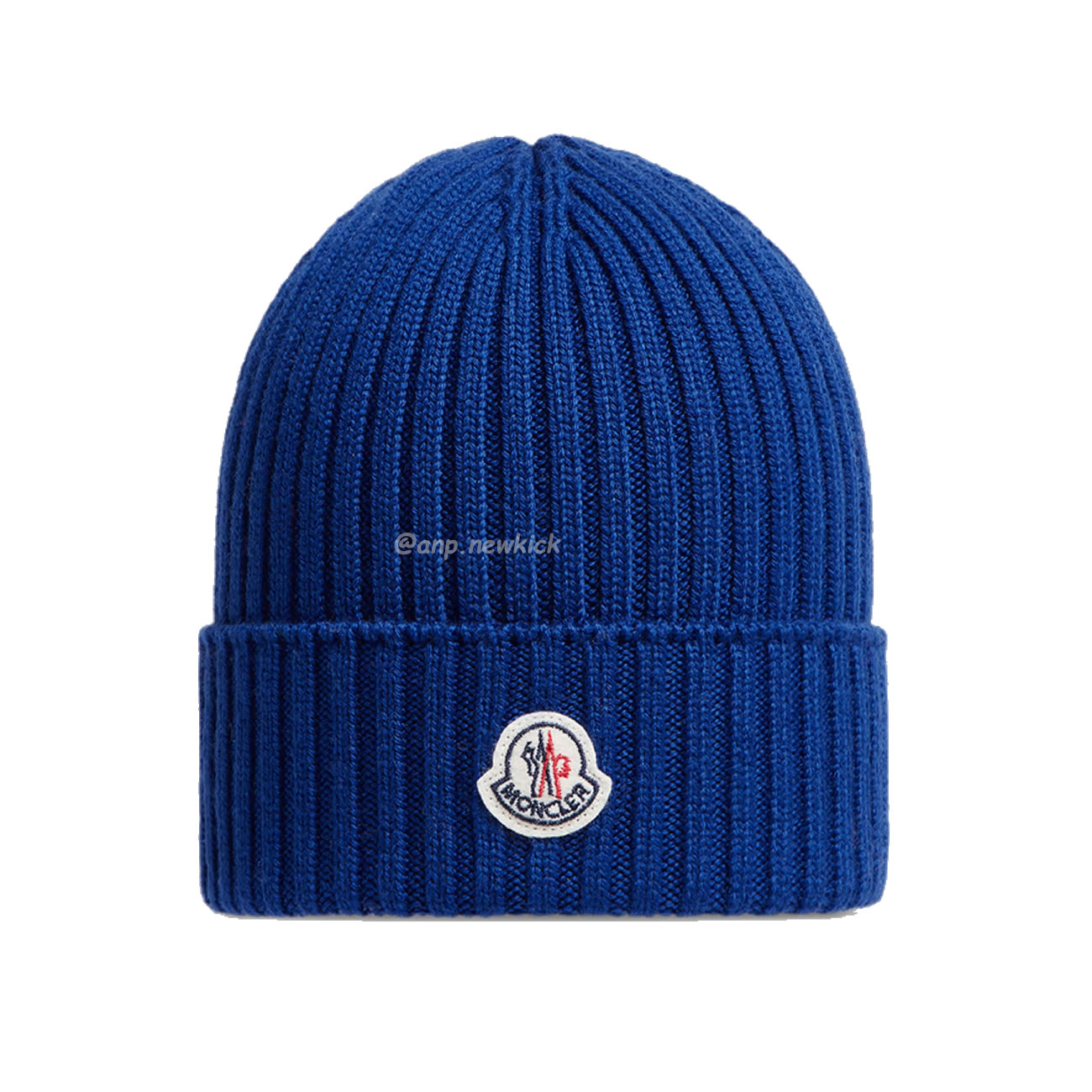 Moncler Logo Patch Ribbed Knit Beanie Black Blue (4) - newkick.org